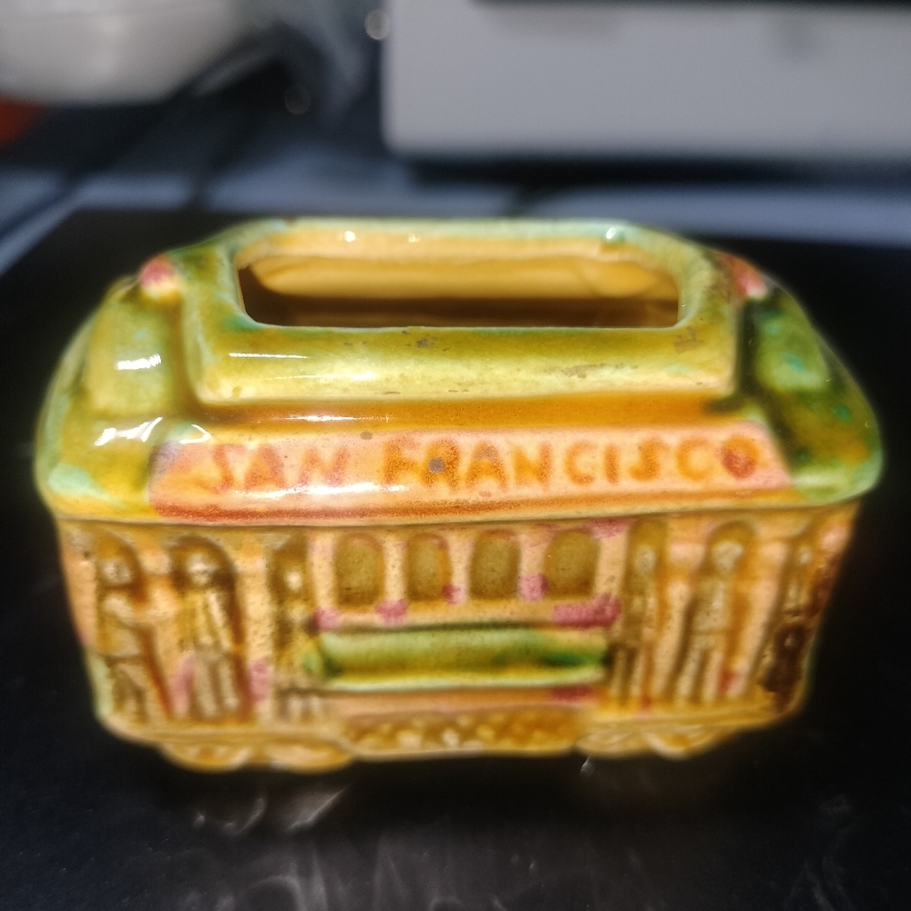 San Francisco Cable Car Souvenir Toothpicks Holder , Vintage